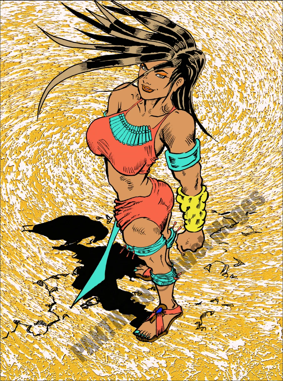 Oracle standing amid swirling sand
