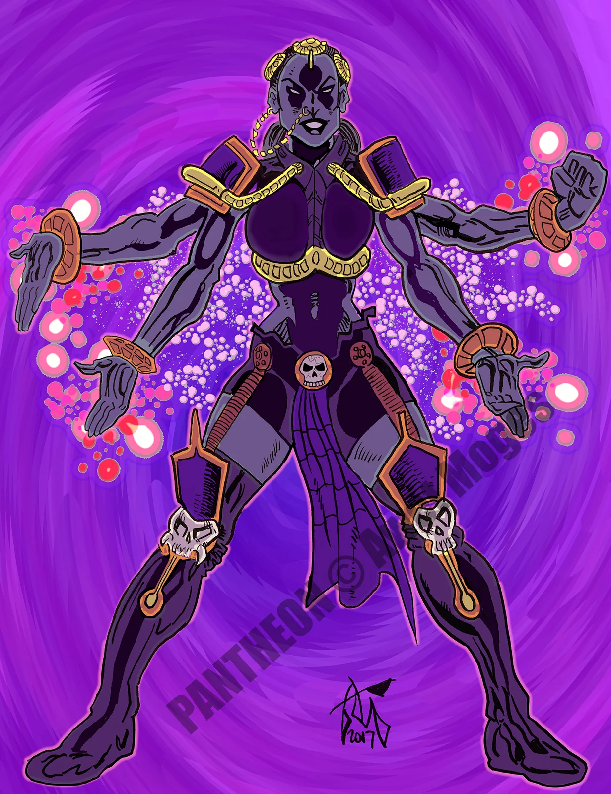 Kali Ma in a purple cosmic composition